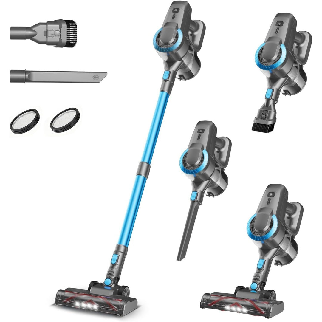 Aspirateur balai, coloris gris, avec la collecte des poils