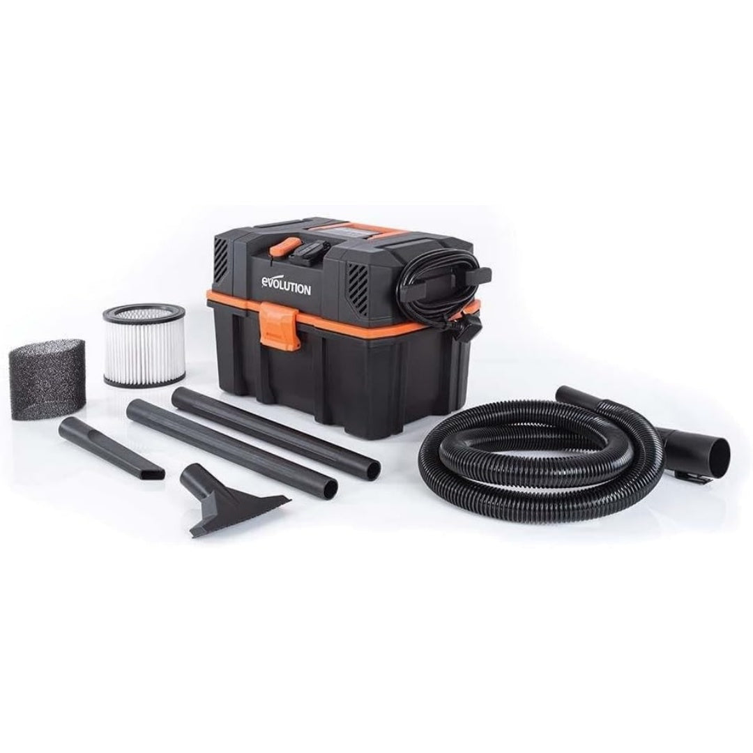 Aspirateur eau et poussiere, coloris gris et noir, avec la collecte de l'eau et des poussieres